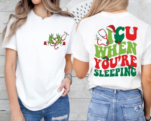 ICU When You’re Sleeping Christmas Nurse T-Shirt - S