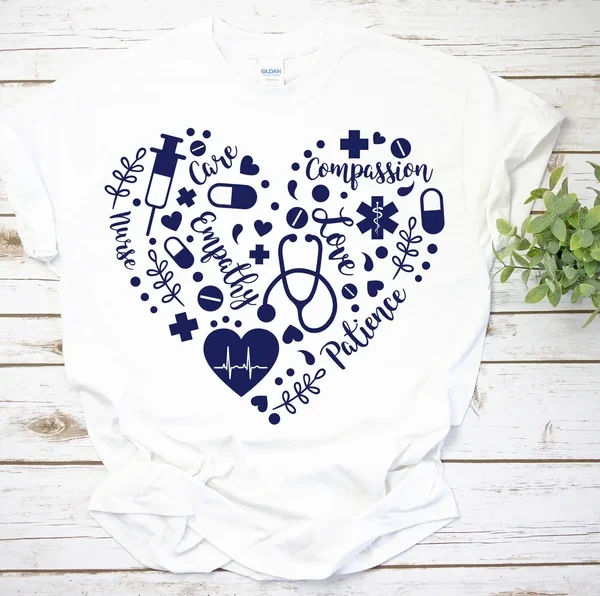 Nurse Heart Graphic T-Shirt – Care, Compassion & Love